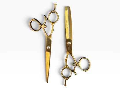 KIN NAGI – Premium Gold Swivel Hairdressing Scissors Set